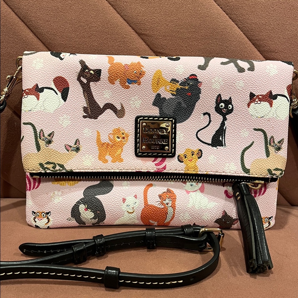 NWT Dooney & Bourke Disney Cats Foldover Crossbody Handbag